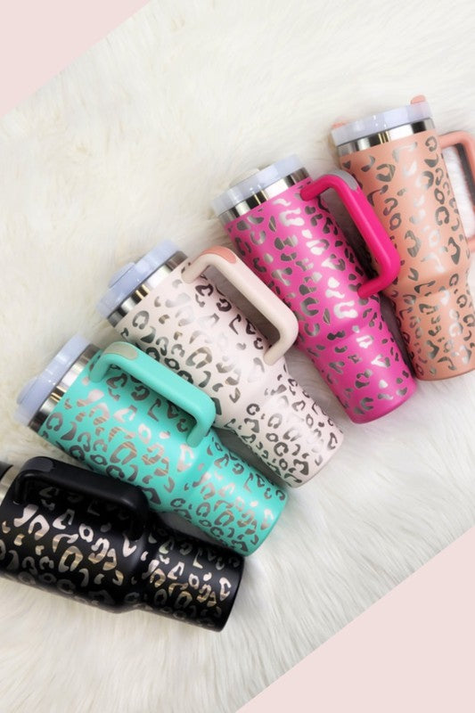 40oz Engraved Leopard Double Wall Stainless Mug