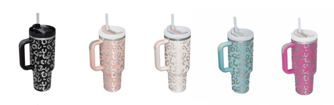 40oz Engraved Leopard Double Wall Stainless Mug