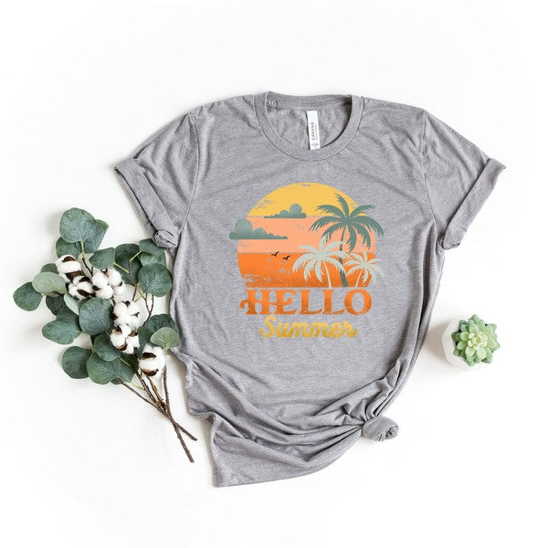 Hello Summer Sunset Short Sleeve Graphic Tee