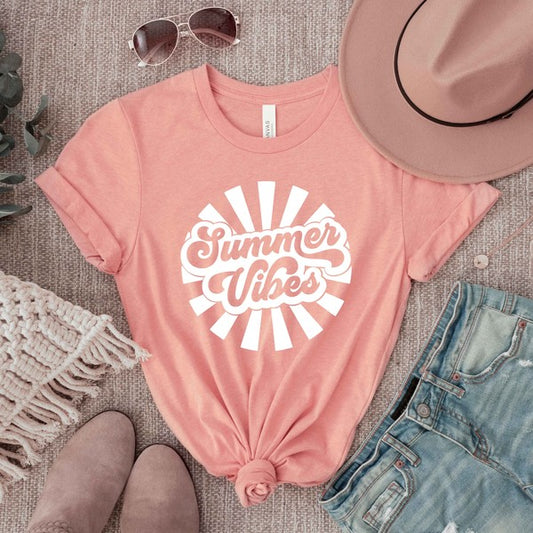 Summer Vibes Rays Short Sleeve Graphic Tee