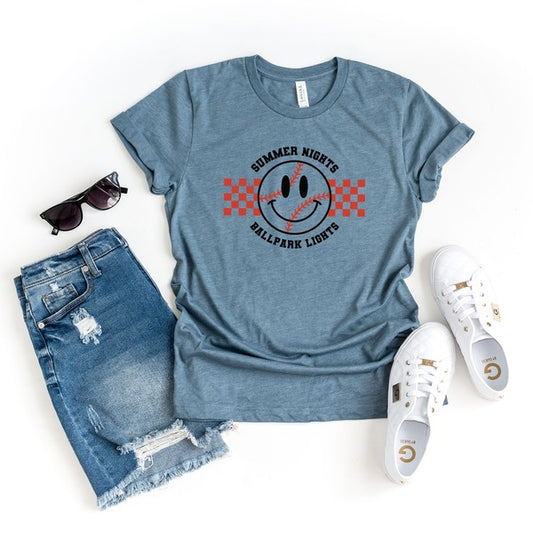 Checkered Summer Nights Short Sleeve Graphic Tee