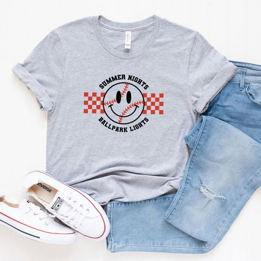 Checkered Summer Nights Short Sleeve Graphic Tee