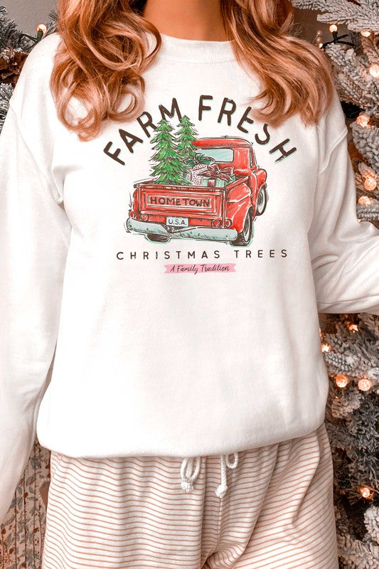 FARM FRESH CHRISTMAS TREES GRAPHIC SWEATSHIRT