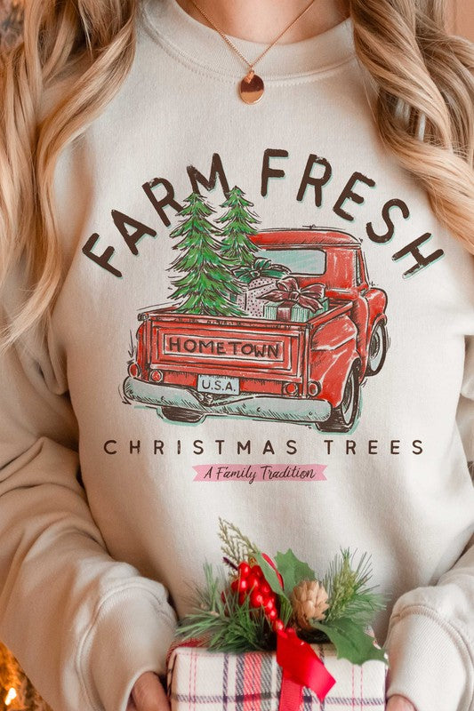 FARM FRESH CHRISTMAS TREES GRAPHIC SWEATSHIRT