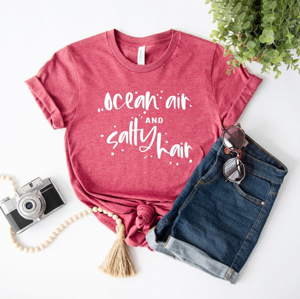 Ocean Air And Salty Hair Short Sleeve Graphic Tee