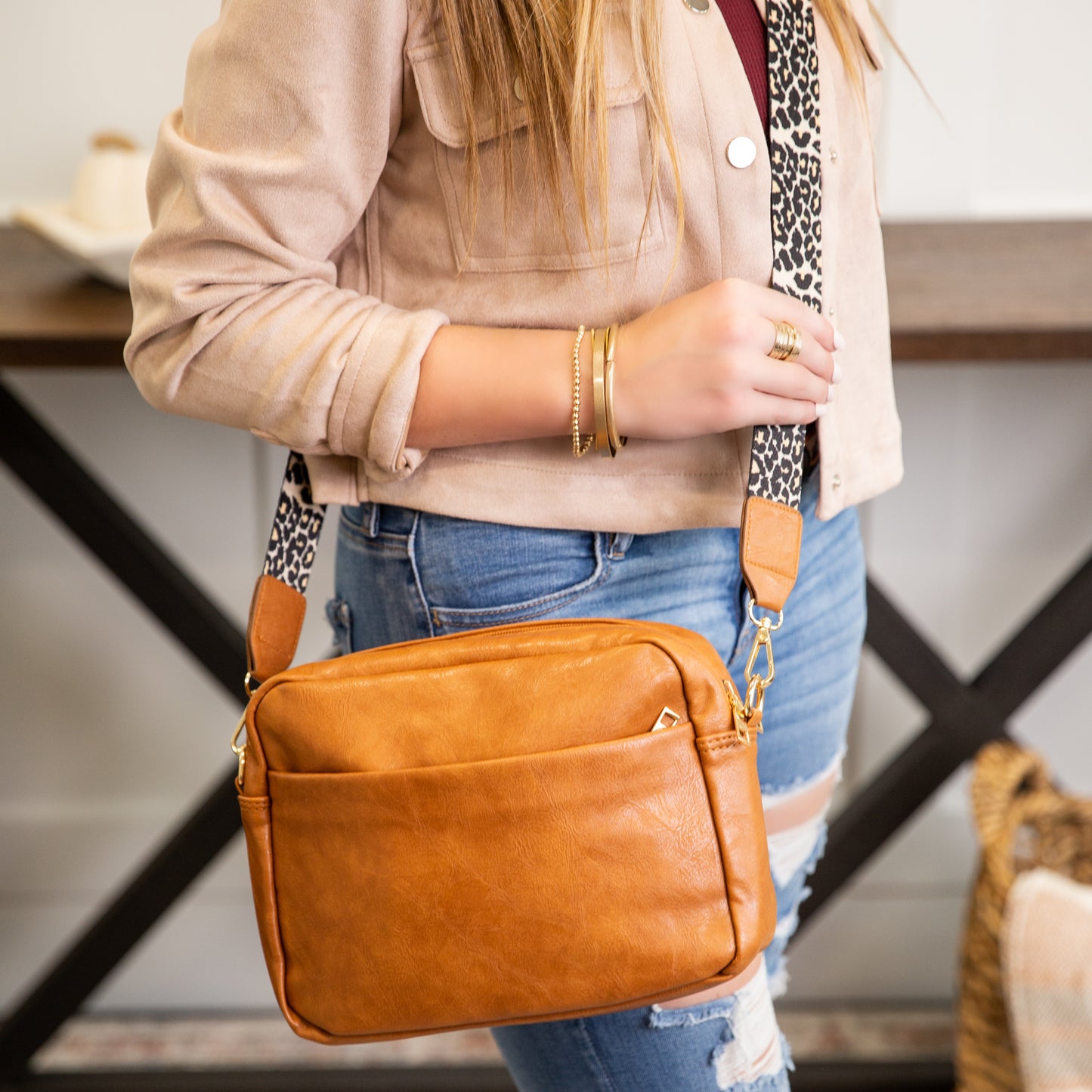 Brecklynn Crossbody | Leopard Strap Handbag