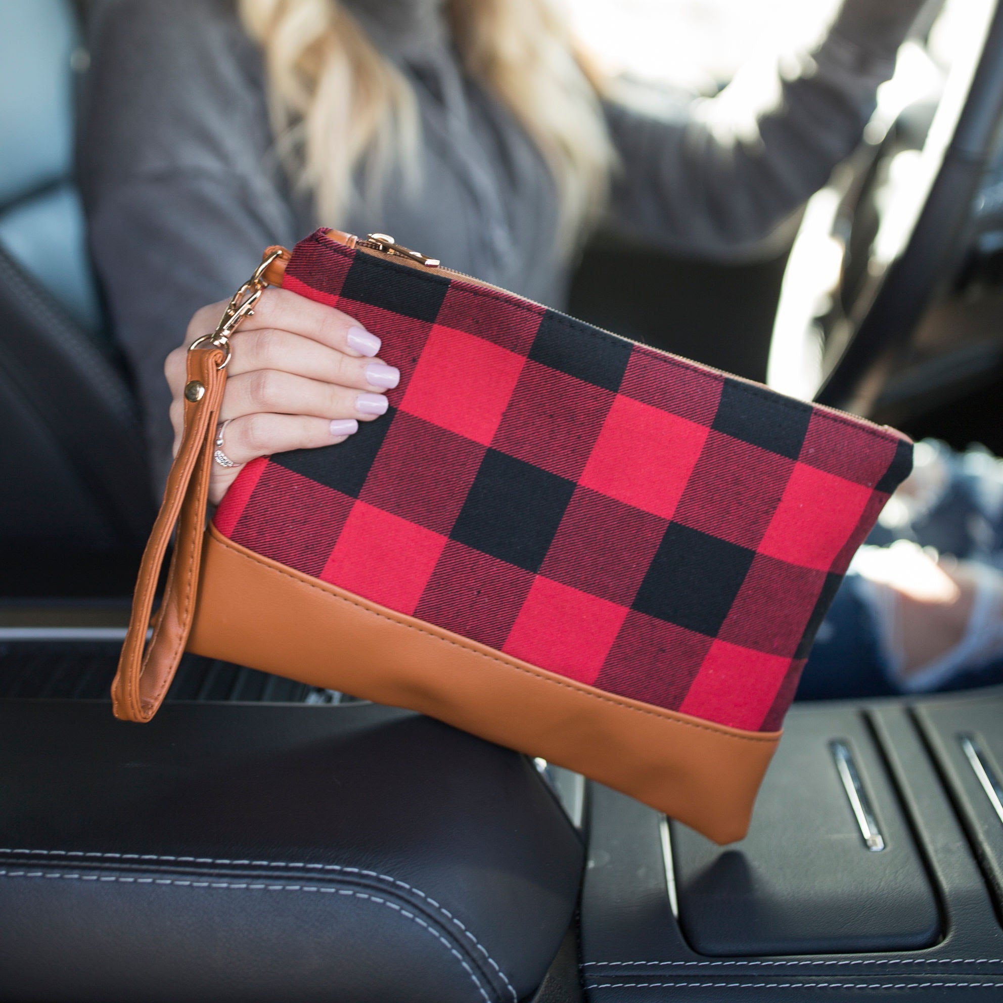 Buffalo plaid clutch sale