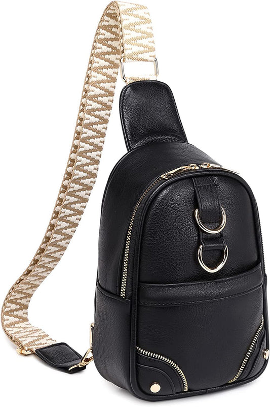 Gold Ring Zipper Sling Fanny Travel Crossbody Bag