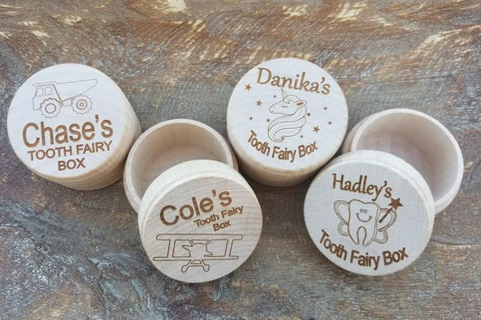Personalized Name Tooth Fairy Box | Wood Laser Engraved