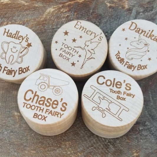Personalized Name Tooth Fairy Box | Wood Laser Engraved