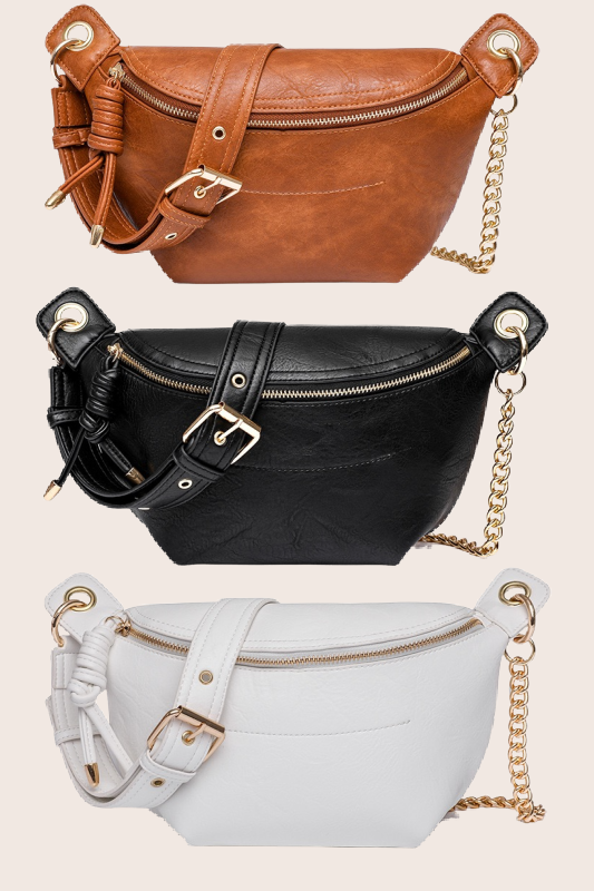 Twist Tassel Zipper Sling Chain Crossbody Bag