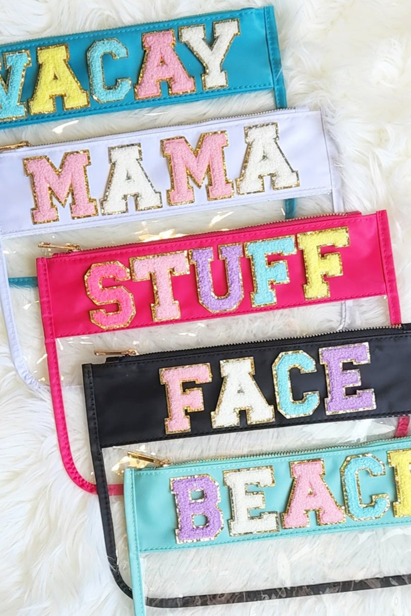 Varsity Letter Pouch | Travel Makeup Mama Organizer