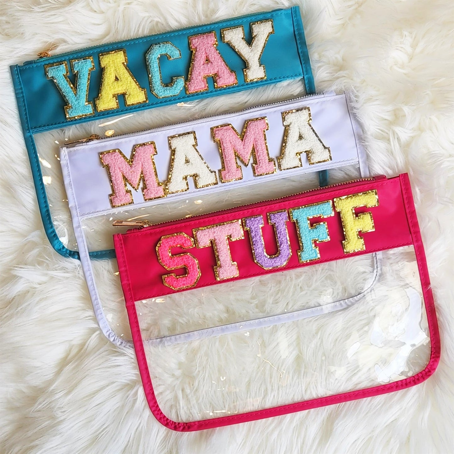 Varsity Letter Pouch | Travel Makeup Mama Organizer